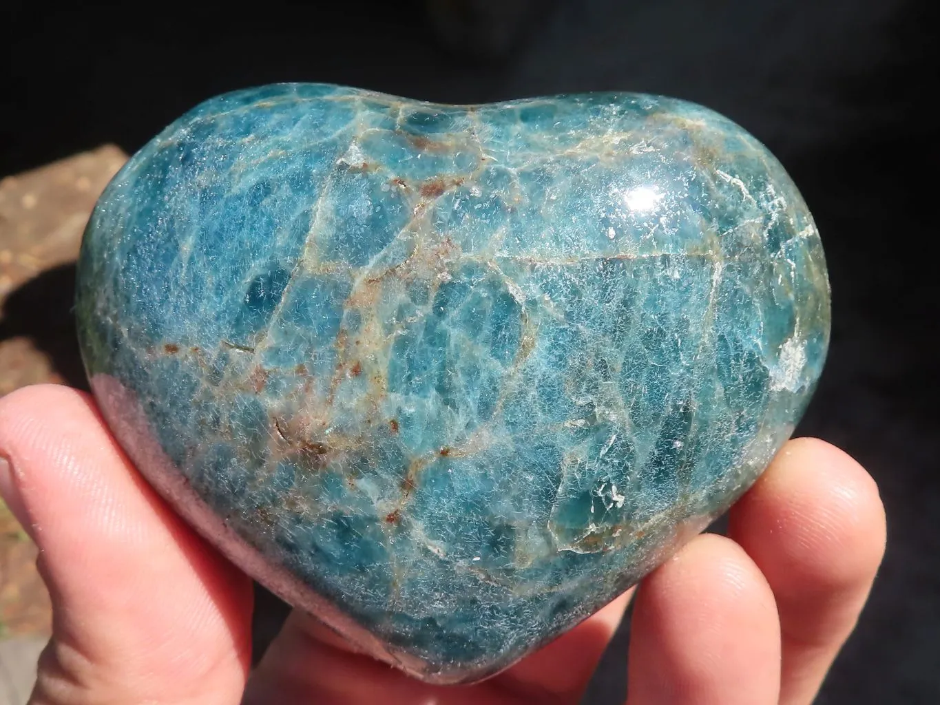 Polished Blue Apatite Hearts (Stone Sealed) x 6 From Madagascar