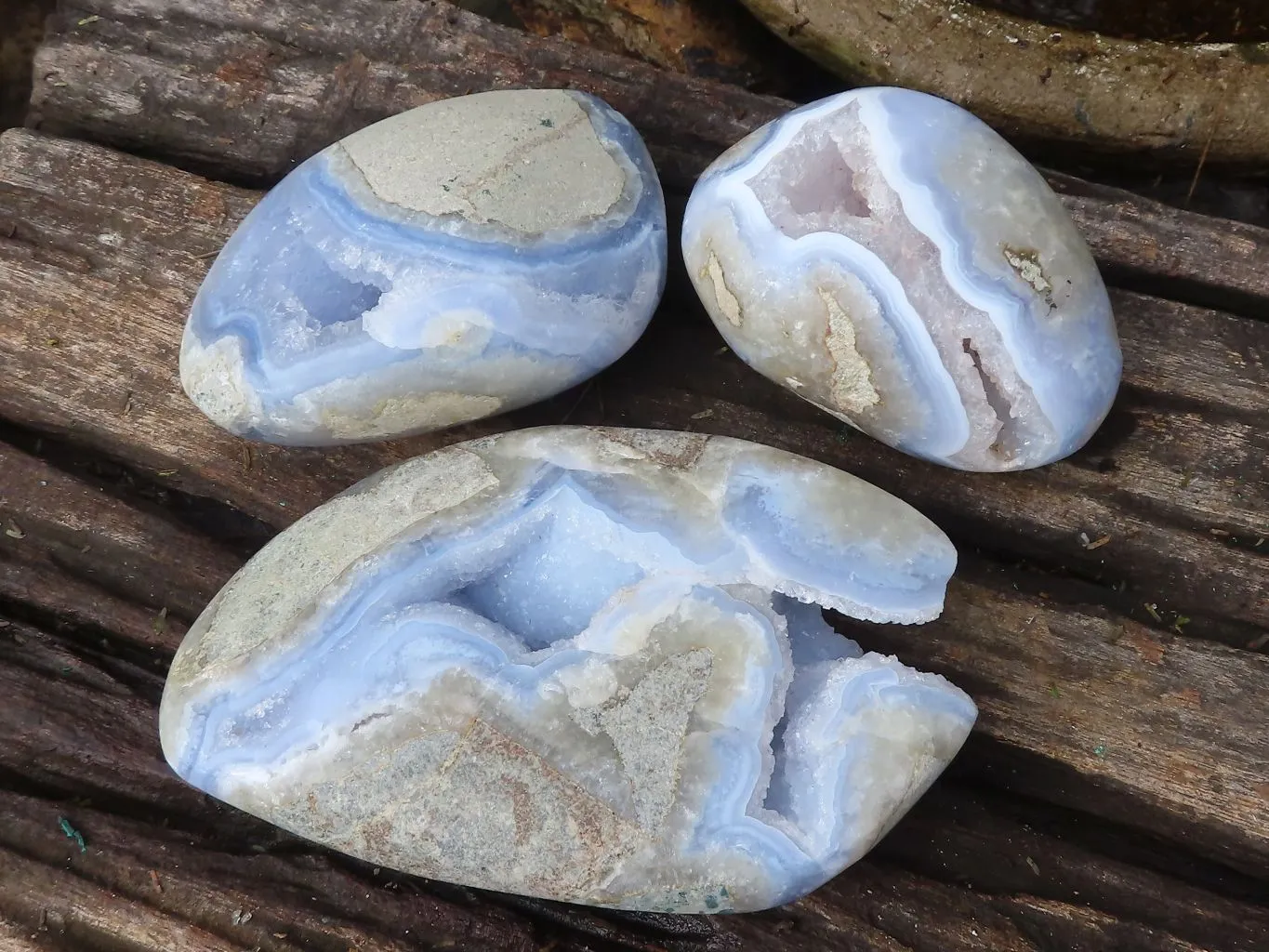 Polished Blue Lace Agate Free Forms  x 3 From Nsanje, Malawi