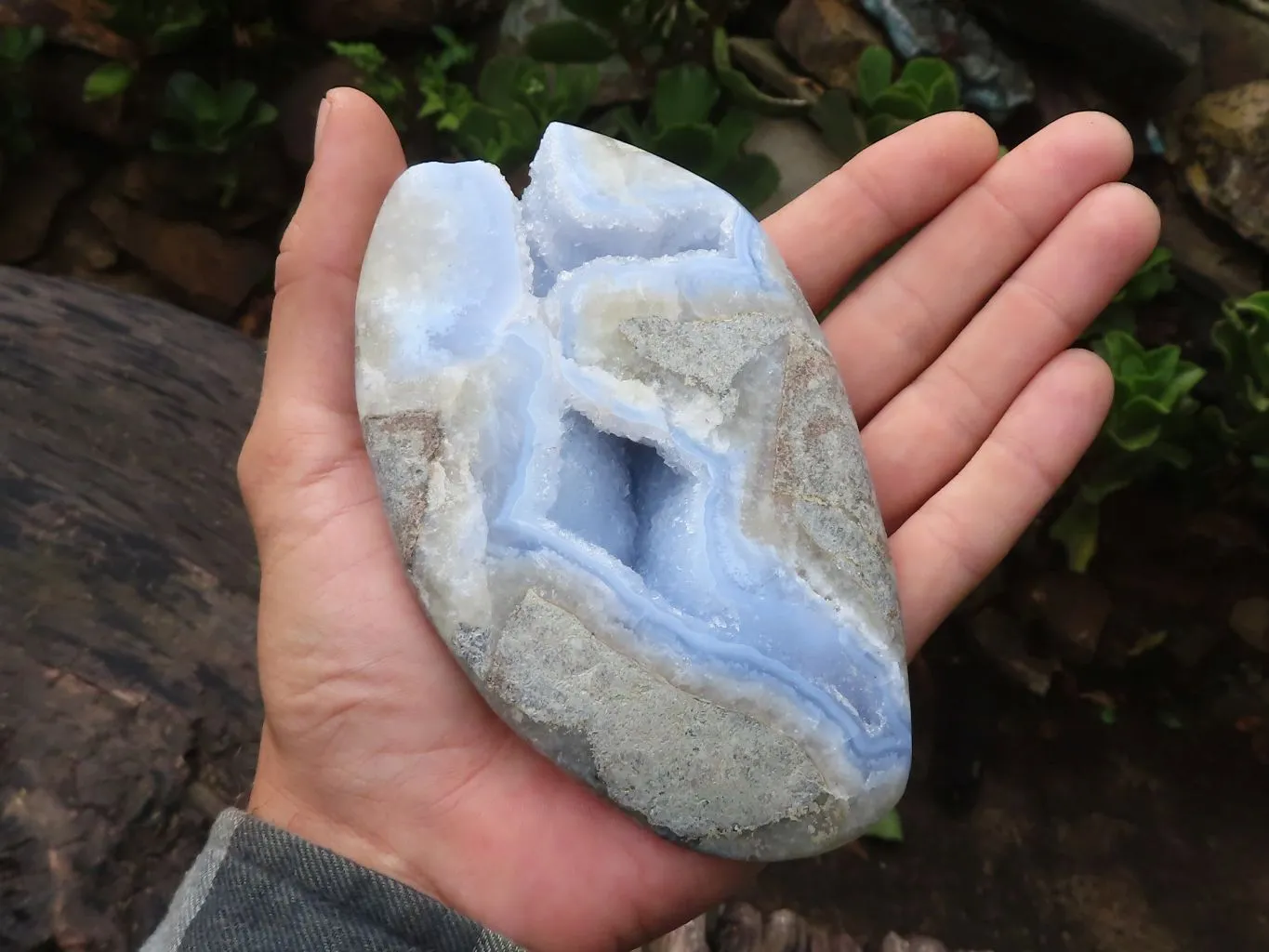 Polished Blue Lace Agate Free Forms  x 3 From Nsanje, Malawi