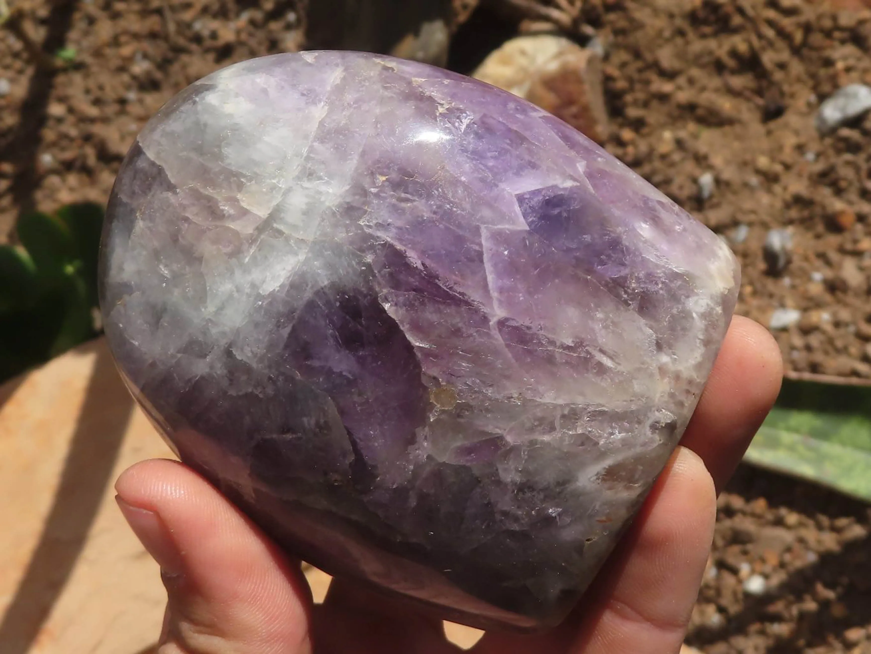 Polished Flower Amethyst Standing Free Forms x 4 From Madagascar
