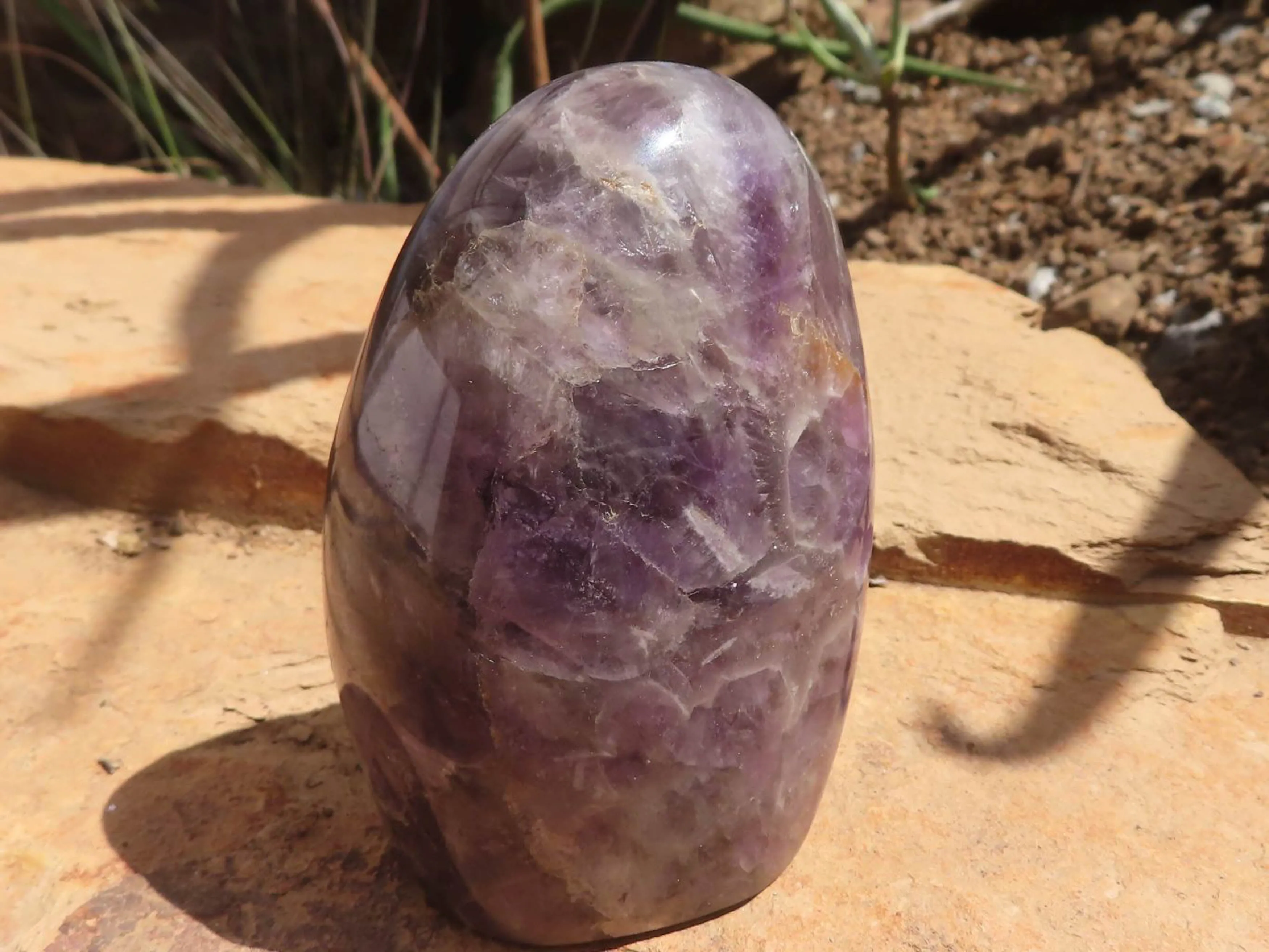 Polished Flower Amethyst Standing Free Forms x 4 From Madagascar