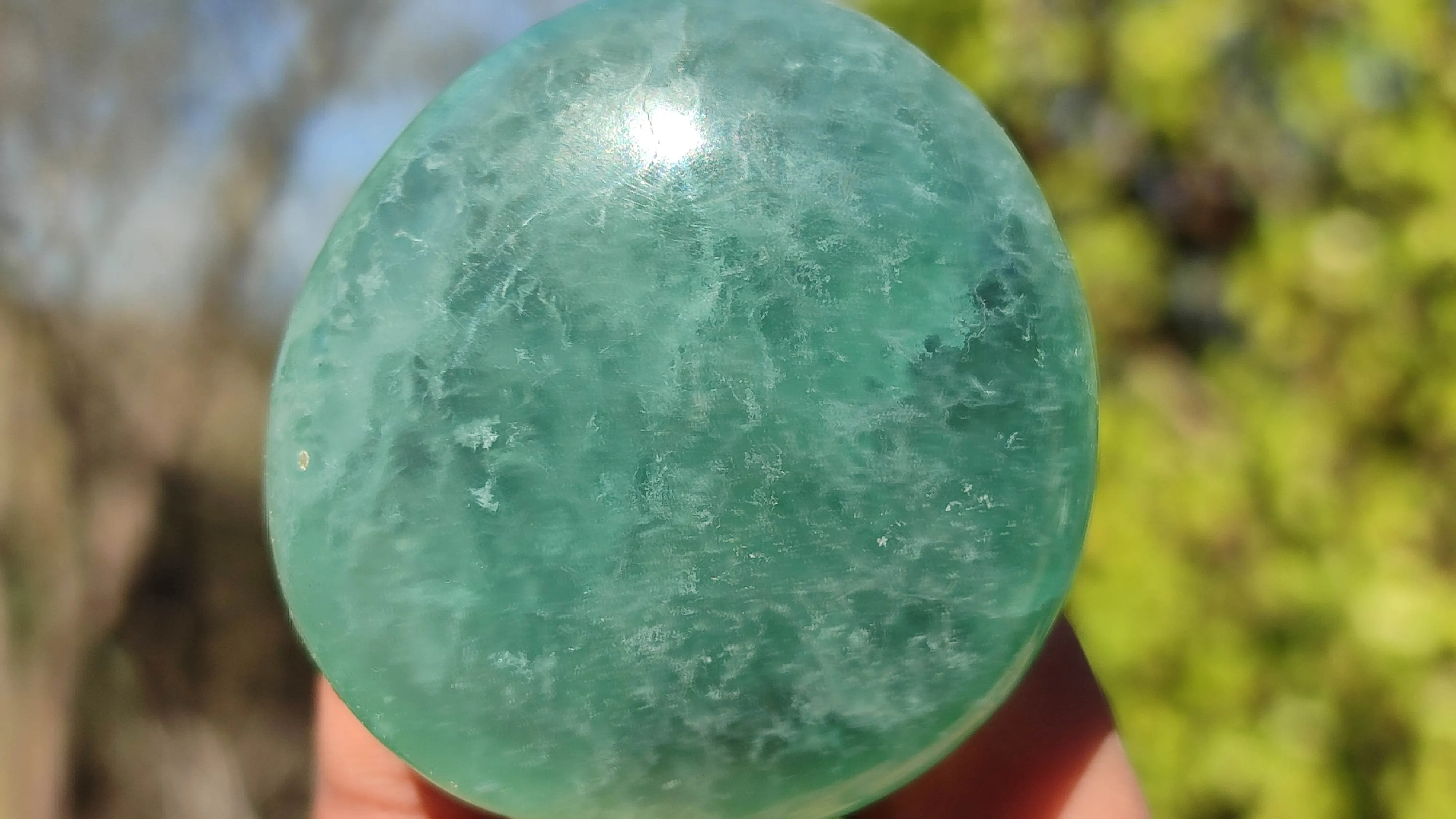 Polished Gemmy Emerald Fluorite Palm Stones  x 12 From Madagascar