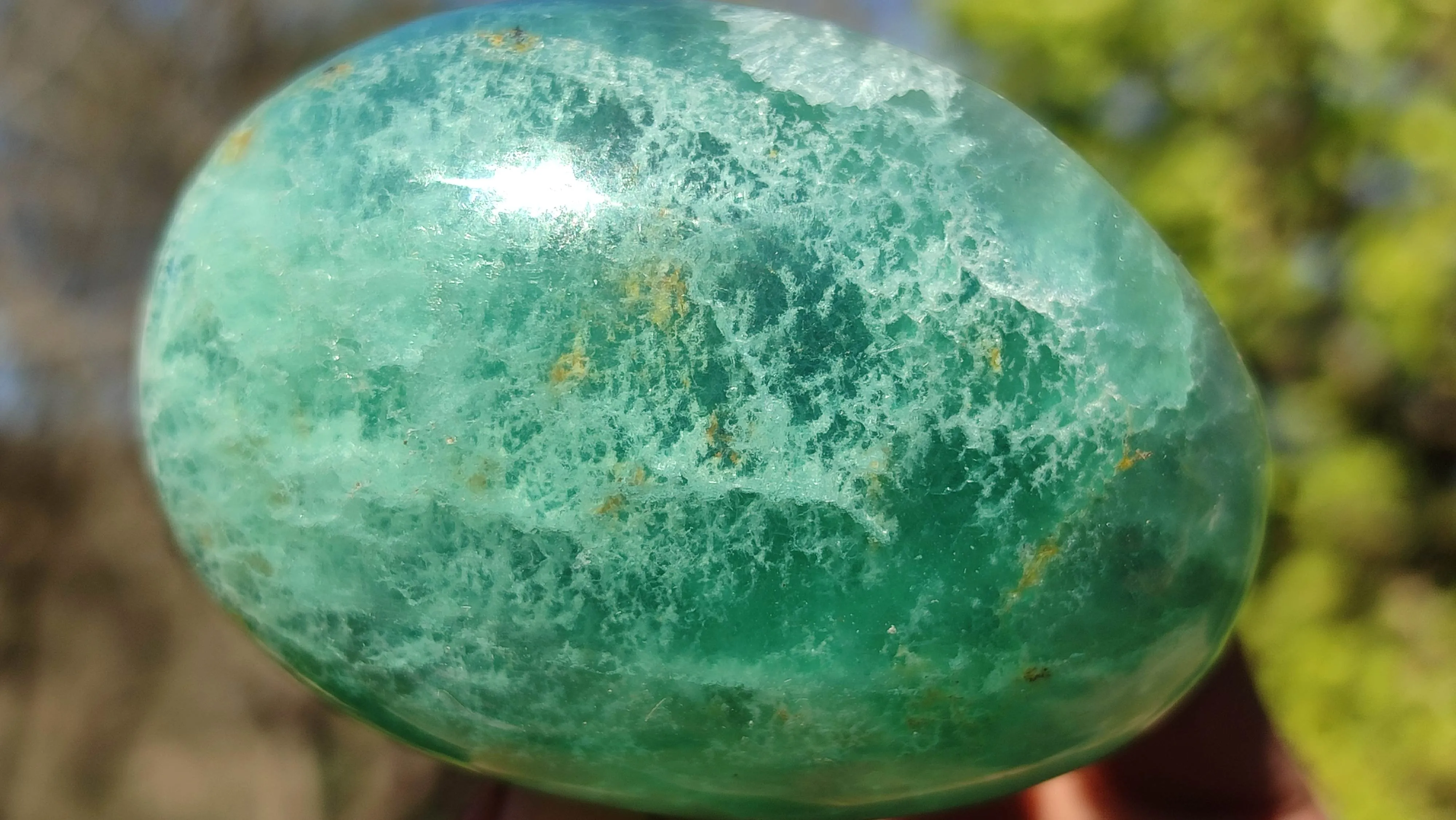 Polished Gemmy Emerald Fluorite Palm Stones  x 12 From Madagascar