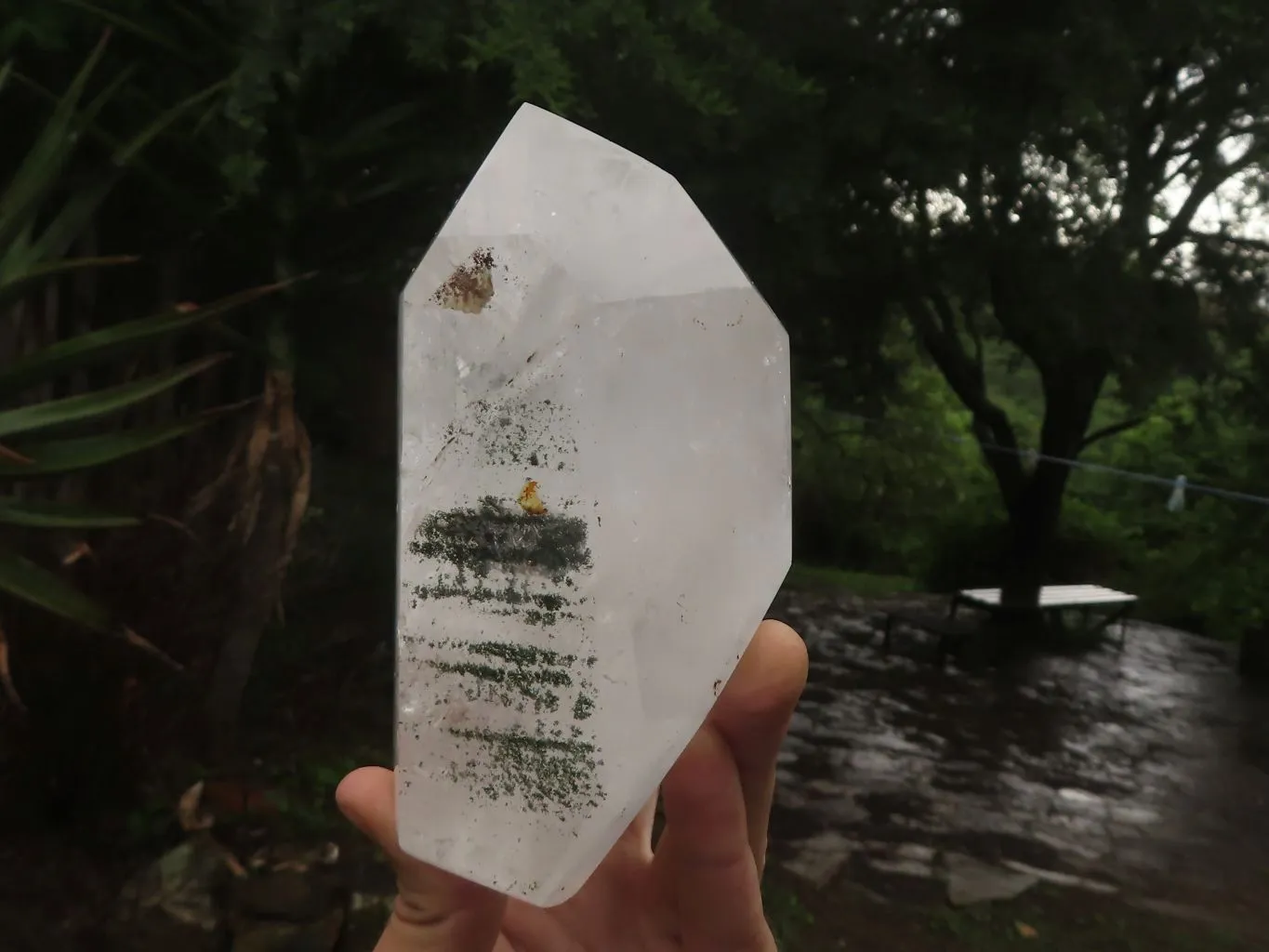 Polished Large Chlorite "Moss" Included Quartz Crystal x 1 From Madagascar