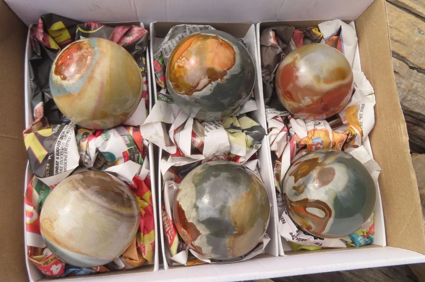 Polished Polychrome Jasper Spheres x 6 From Madagascar