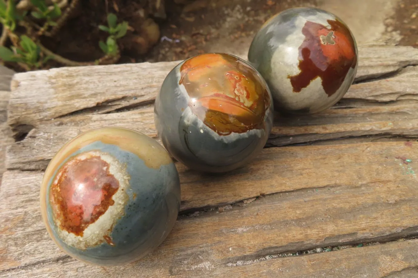 Polished Polychrome Jasper Spheres x 6 From Madagascar