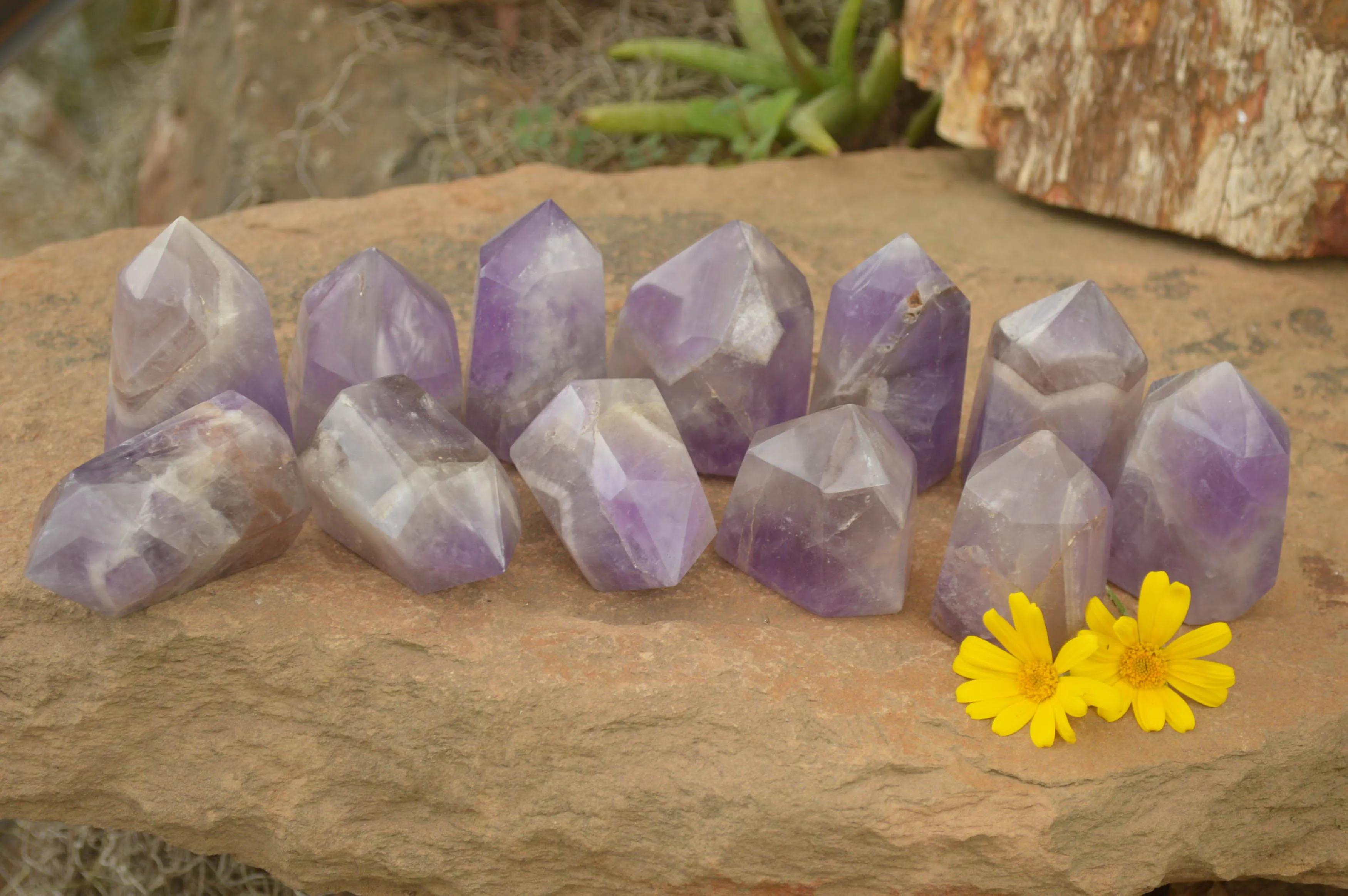 Polished Smokey Amethyst Points x 12 From Madagascar