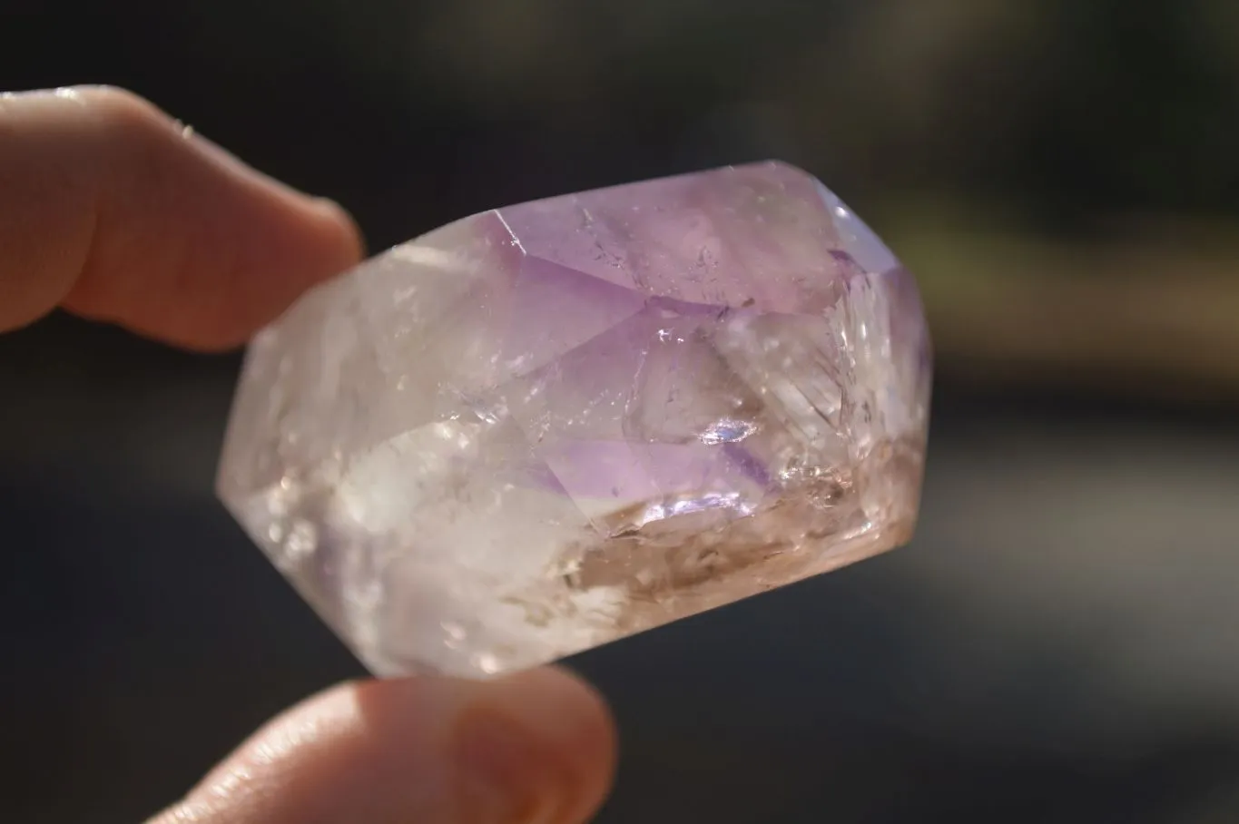 Polished Smokey Window Amethyst Points x 3 From Madagascar