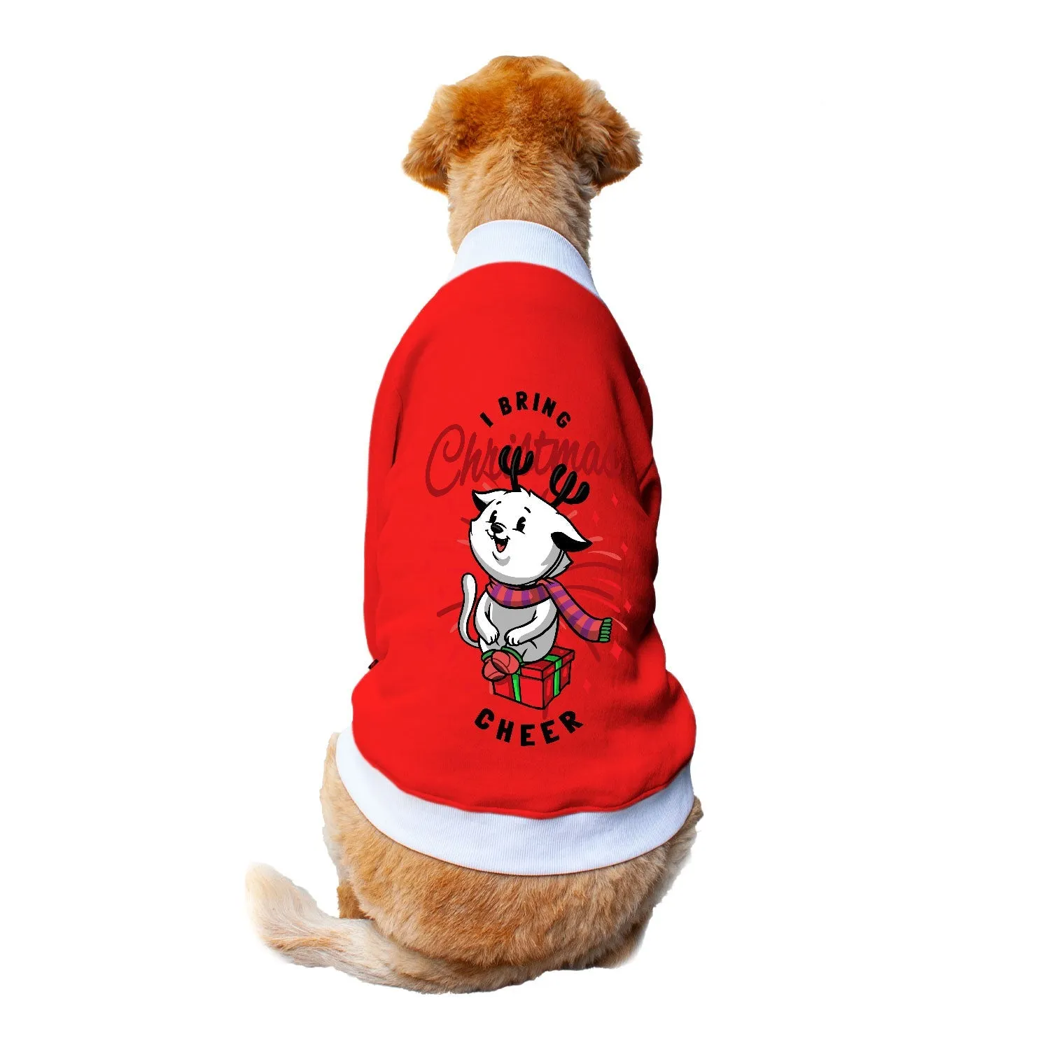 Ruse 'Basics' "I Bring Christmas Cheer" Printed Crew Neck Full Sleeve Sweatshirt For Dogs