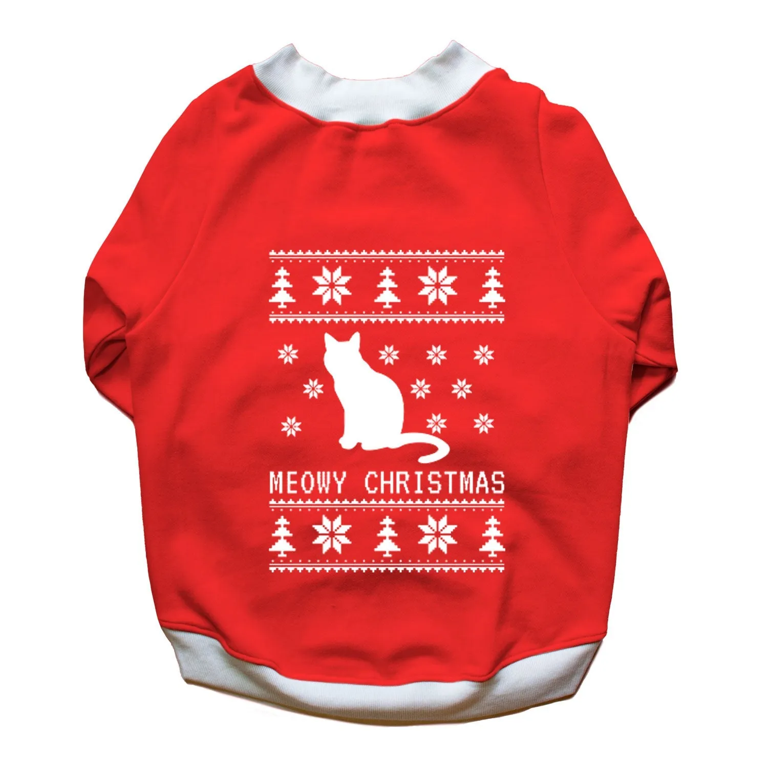 Ruse 'Basics' "Meowy Christmas" Printed Crew Neck Full Sleeve Sweatshirt For Dogs