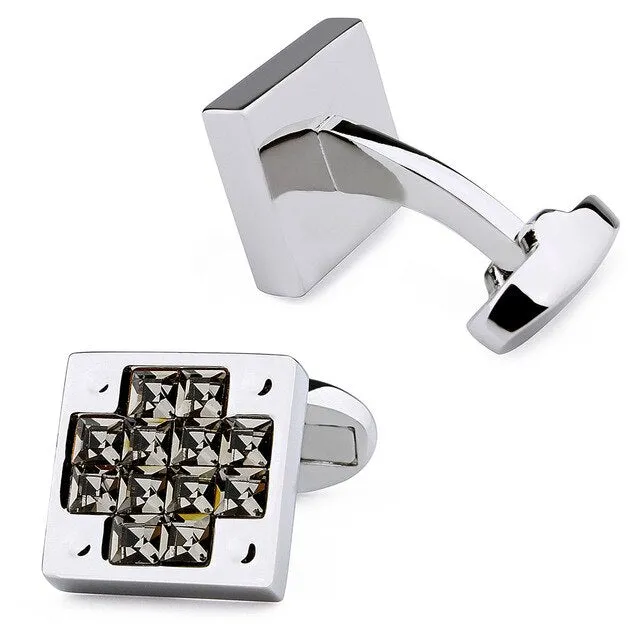 Square Crystal Cross Cufflinks