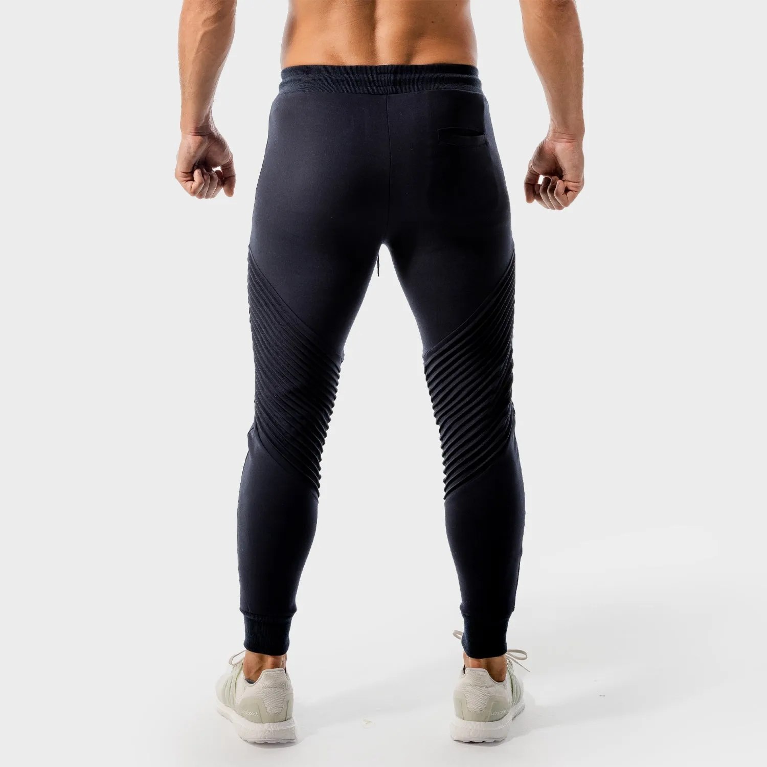 Statement Ribbed Joggers- Navy