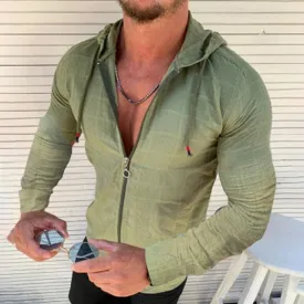 West Louis™ Fashion Plaid Hooded Zipper Shirt