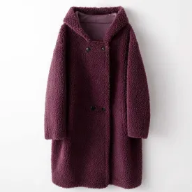 Women's Hooded Wool Teddy Coat