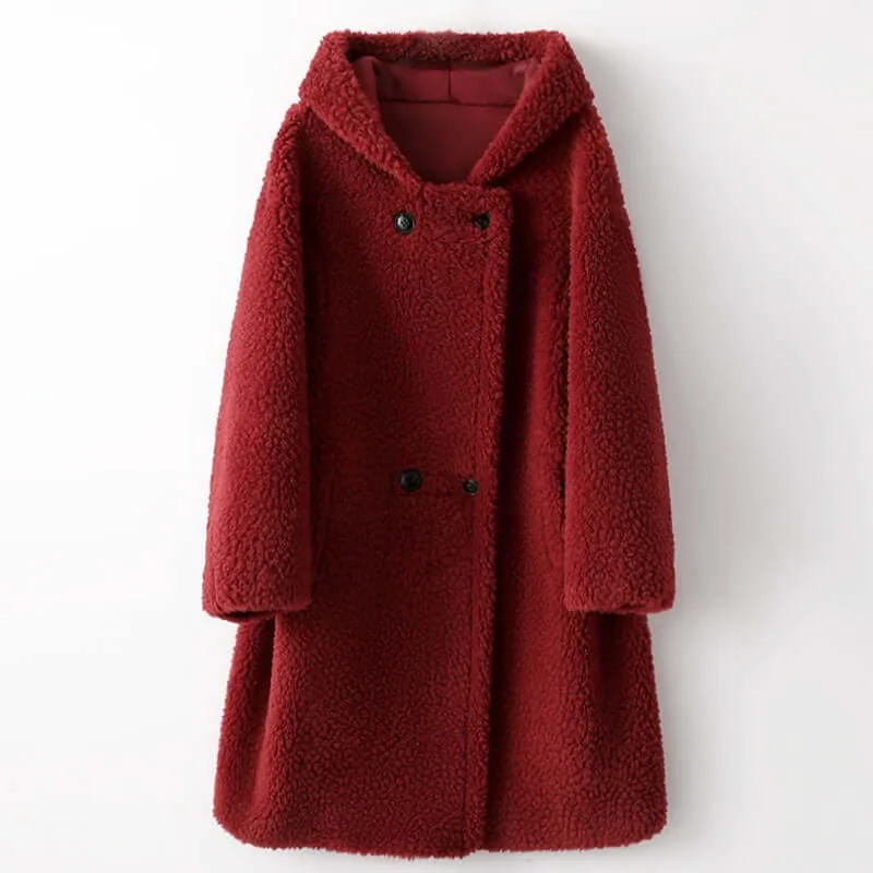 Women's Hooded Wool Teddy Coat