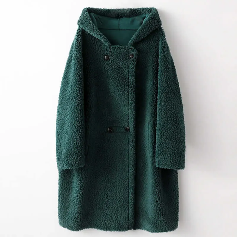 Women's Hooded Wool Teddy Coat