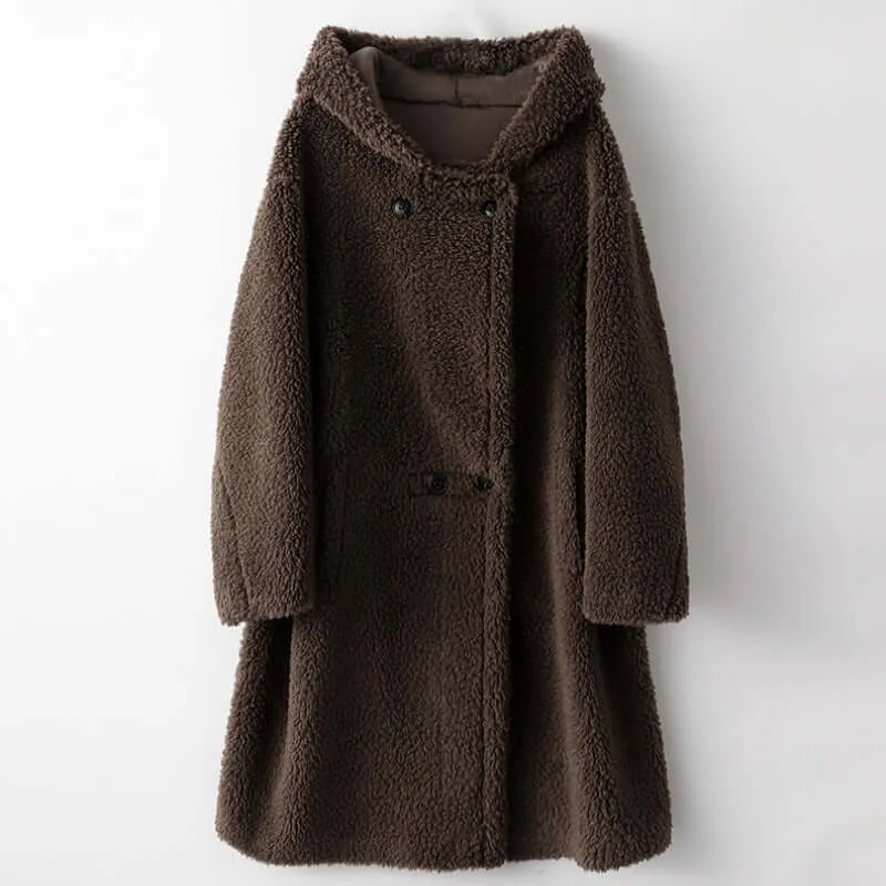 Women's Hooded Wool Teddy Coat