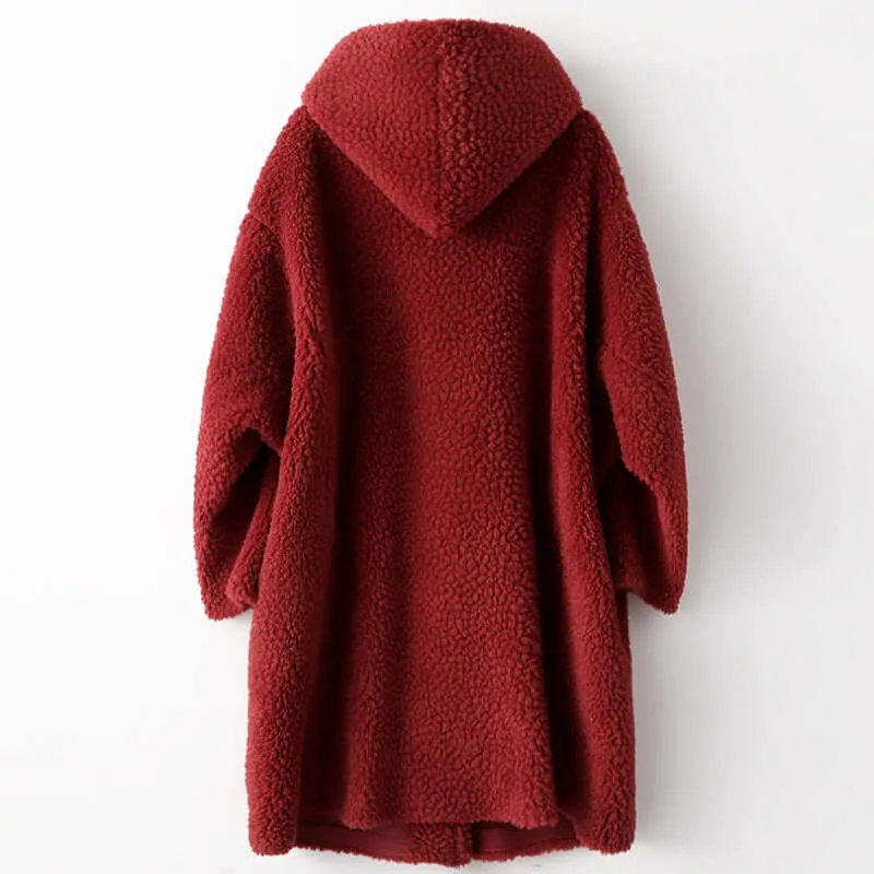 Women's Hooded Wool Teddy Coat