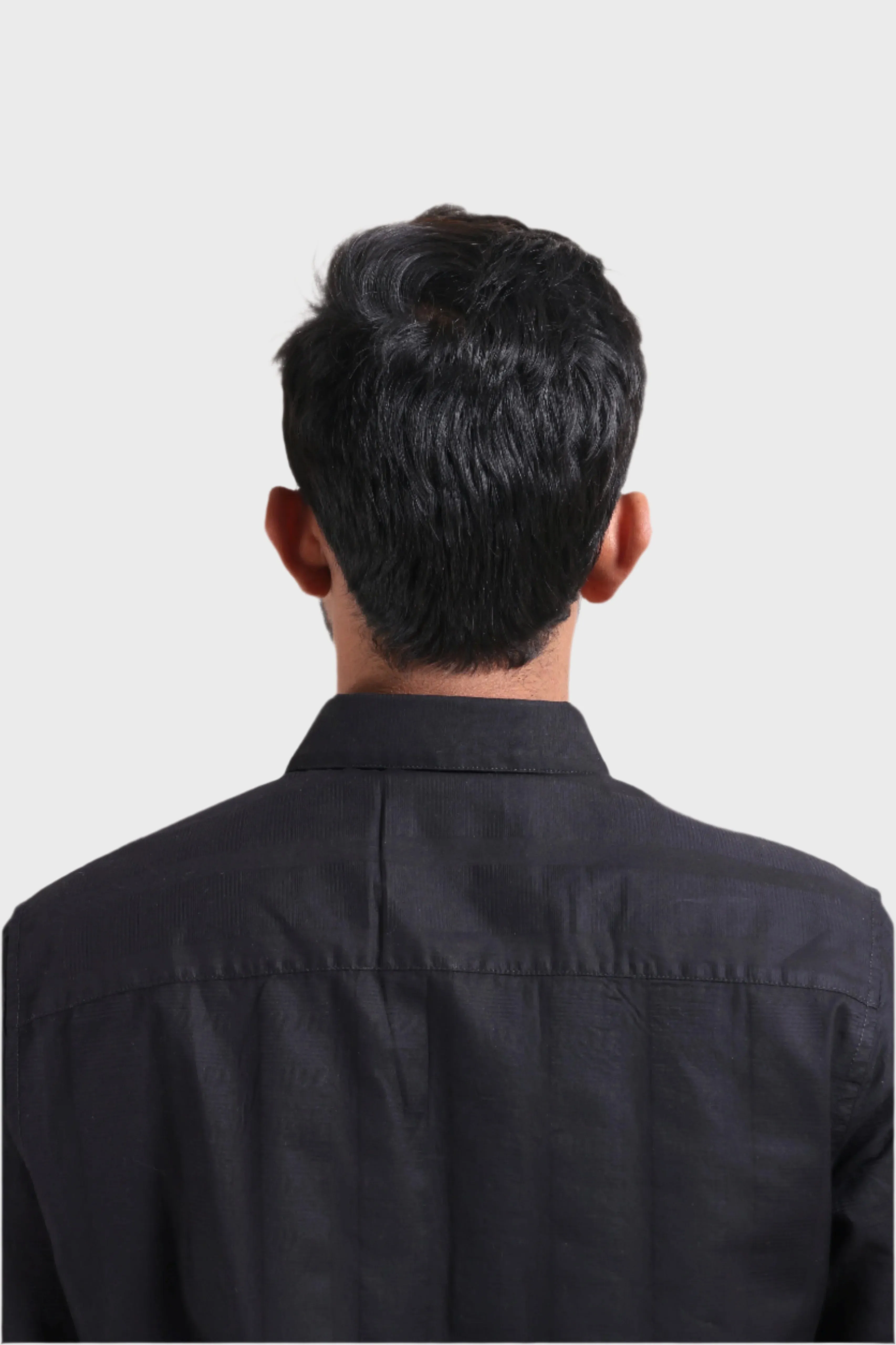 XKIND MEN'S BLACK DOBBY SRTIPED SLIM FIT FORMAL SHIRT